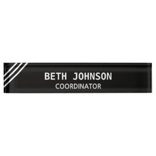 Elegant Black Desk Name Plate