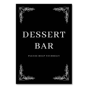 Elegant Black Dessert Bar Sign Table Number