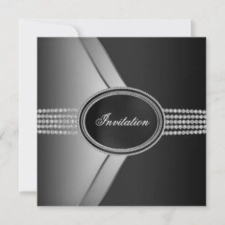 Elegant Black Diamond Black Tie Party Invitation