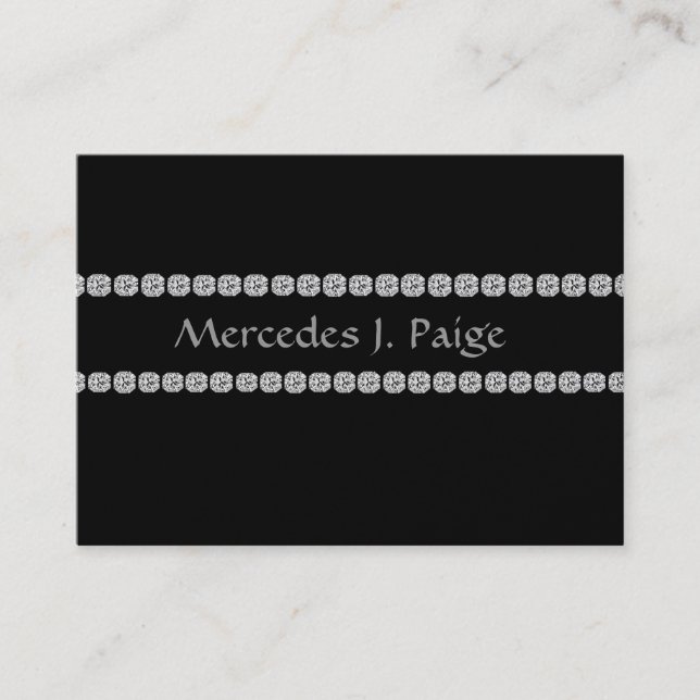 ELEGANT BLACK DIAMOND FAUX Business Card (Front)