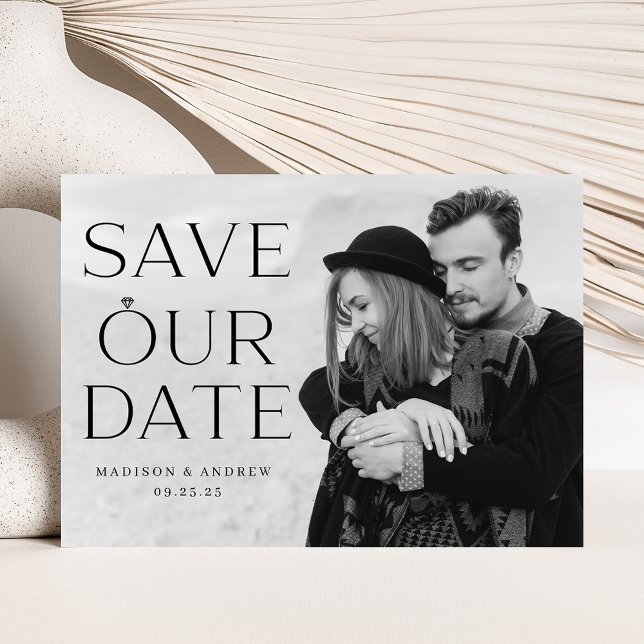 Elegant Black Diamond Ring Overlay Photo Save The Date (Creator Uploaded)