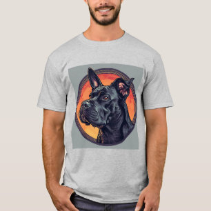 🐶 Elegant Black Dog Portrait Minimal Aesthetic T-Shirt