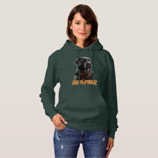 Elegant Black Dog Portrait-Realistic Pet Art Hoodie