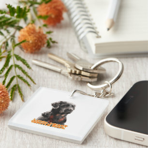 Elegant Black Dog Portrait-Realistic Pet Art Key Ring