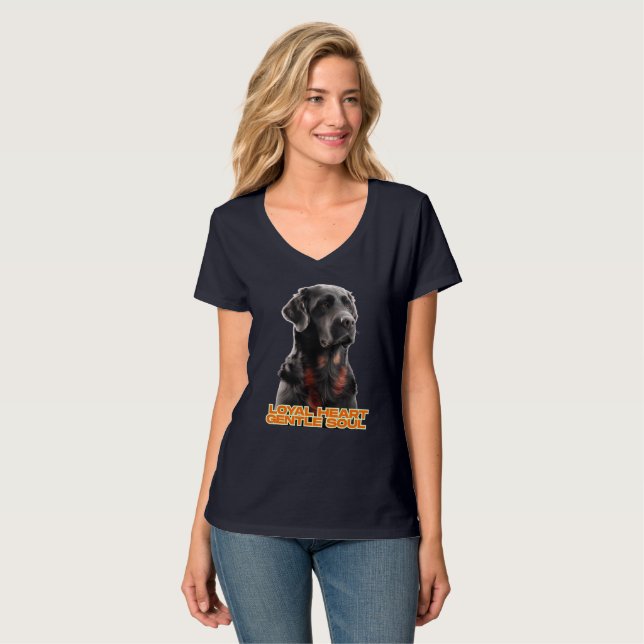 Elegant Black Dog Portrait-Realistic Pet Art T-Shirt (Front Full)