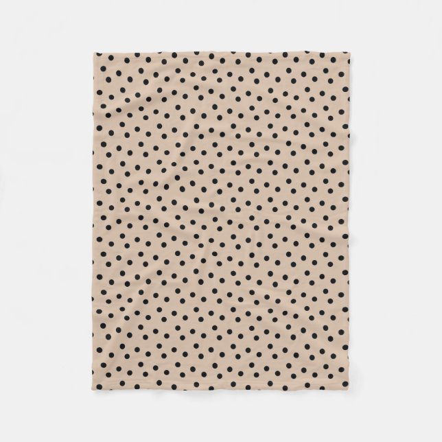 Elegant Black Dots on Beige Fleece Blanket (Front)
