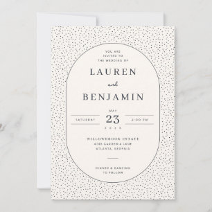Elegant Black Dotted Border Invitation