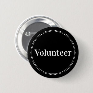 Elegant Black Dotted Border Volunteer Buttons