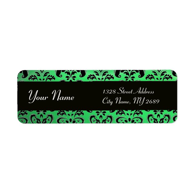 ELEGANT BLACK  EMERALD GREEN  DAMASK (Front)