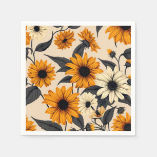 Elegant Black-Eyed Susans On Brown Napkin