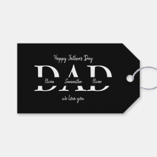 Elegant Black Father's Day - Kid's Names    Gift Tags
