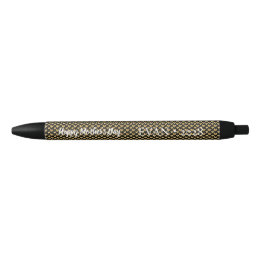 Elegant Black Faux Gold Foil Hearts Mother's Day Ink Pen