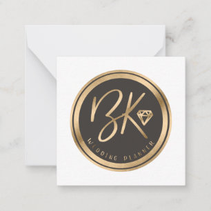 Elegant Black Faux Gold Foil Initials Company Logo Card