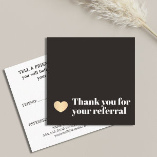 Elegant Black Faux Gold Heart Beauty Salon Referral Card