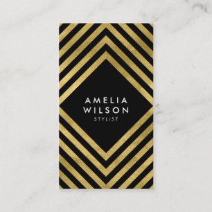 Elegant Black Faux Gold Stylist Social Media Business Card