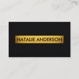 Elegant Black Faux Leather Gold Accent  Business Card