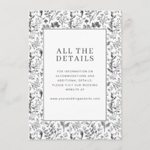 Elegant Black Floral Botanical Enclosure Card