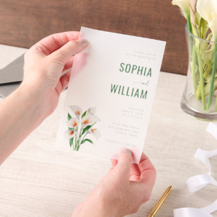 Elegant Black Floral Calla Lilies Vellum Invitations