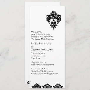 Elegant Black Floral Damask Wedding Invitation