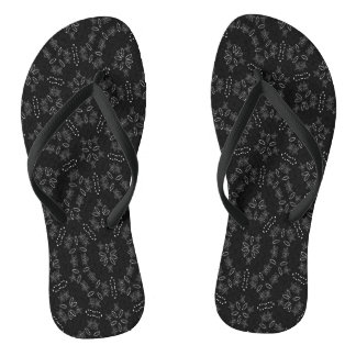 Elegant Black Floral Lace Pattern Summer Flip-Flop Jandals
