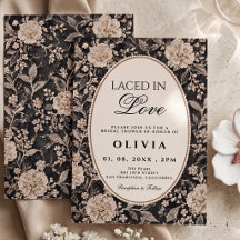 Elegant Black Floral Laced In Love Bridal Shower