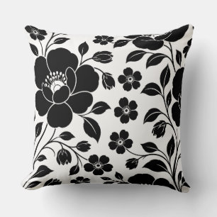 Elegant Black Floral Pattern Cushion