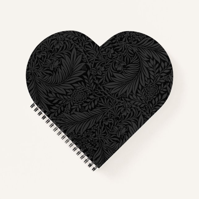 Elegant Black Floral Pattern Notebook (Front)