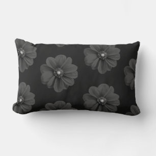 Elegant Black Floral Pattern Pillow – Modern Dark