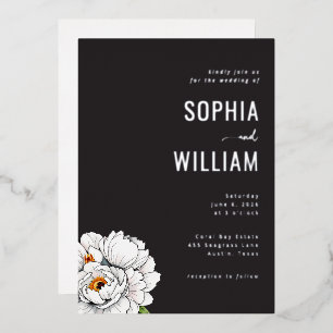 Elegant Black Floral Peonies