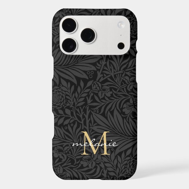 Elegant Black Floral Script Monogram (Back)