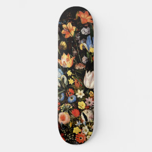Elegant Black Floral Skateboard
