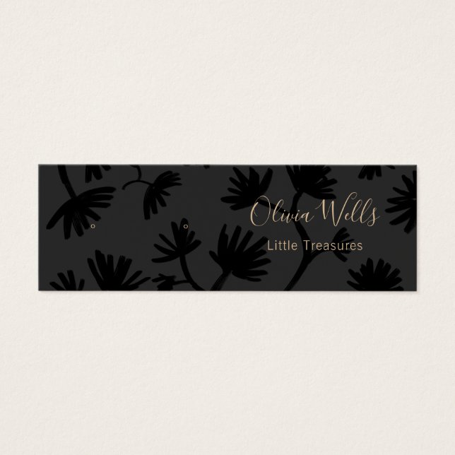 Elegant Black Floral Stud Earring  Display Card (Front)