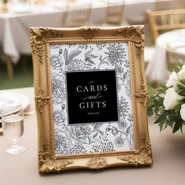 Elegant Black Floral Wedding Cards Gifts Sign (Creator Uploaded)