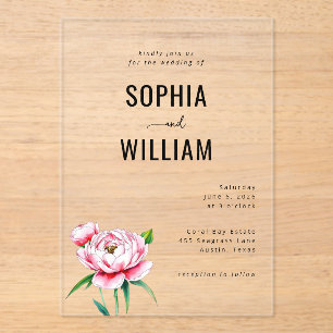Elegant Black Floral Wedding Invitation