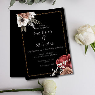 Elegant Black Floral Wedding invitation