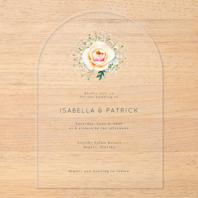 Elegant Black Floral Wedding Invitation (Front)