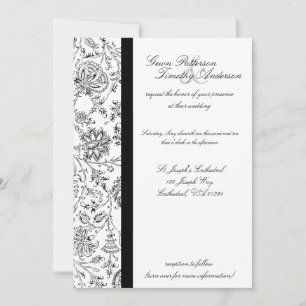 Elegant Black Floral Wedding Invitations