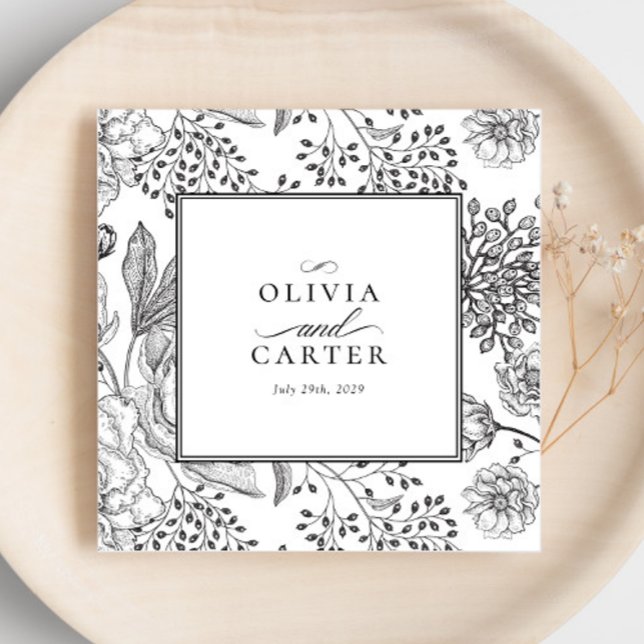 Elegant Black Floral Wedding Napkin (Creator Uploaded)