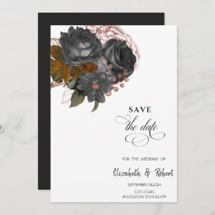 Elegant Black Flowers Save The Date