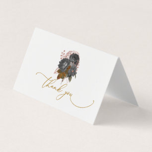 Elegant Black Flowers Thank You Card