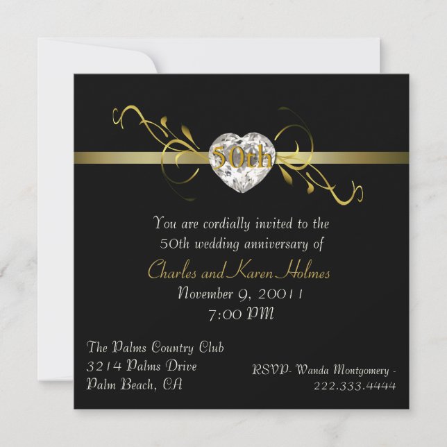 Elegant Black Formal Anniversary Invitation (Front)