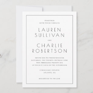 Elegant Black Formal Wedding Invitation