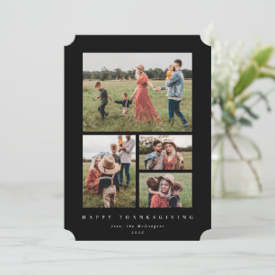 Elegant Black Frame 4 Photo Happy Thanksgiving Holiday Card