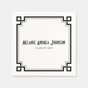 Elegant Black Frame Artdeco Graduation Napkin