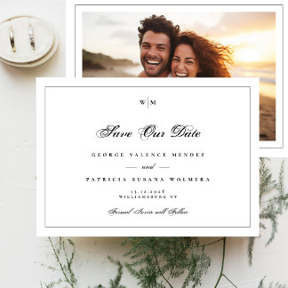 Elegant Black Frame Monogram Classic Photo Wedding Save The Date