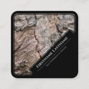 Elegant black framed wooden style tree bark square business card