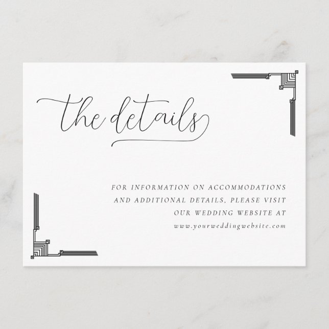Elegant Black Geometric Calligraphy Enclosure Card (Front)