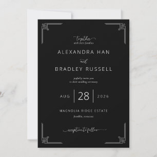 Elegant Black Geometric Calligraphy Invitation