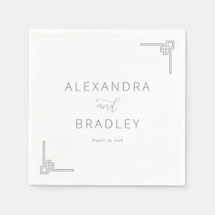 Elegant Black Geometric Calligraphy Napkin