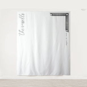 Elegant Black Geometric Calligraphy Tapestry